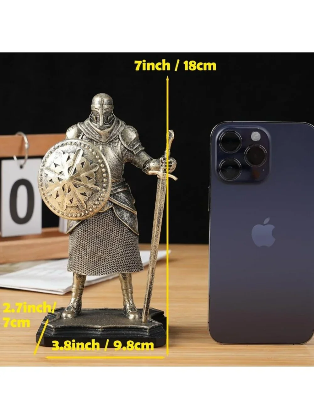 7'' Warrior Figurine Statue - Guard Soldier Knight Decor for Office & Study Room